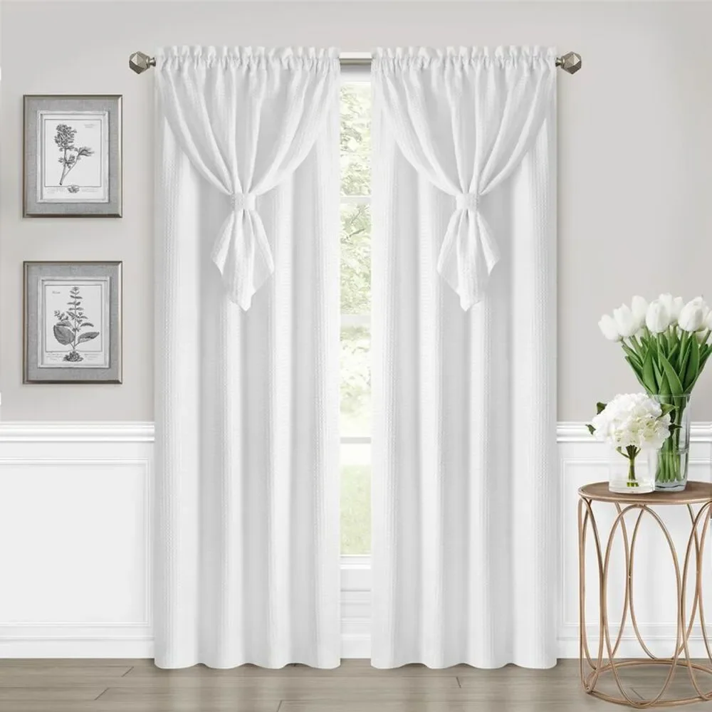 PowerSellerUSA Rod Pocket Blackout Window Curtains Panel with Attached Valance